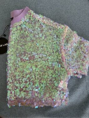 Sequin Crop Top in Iridescent Purple